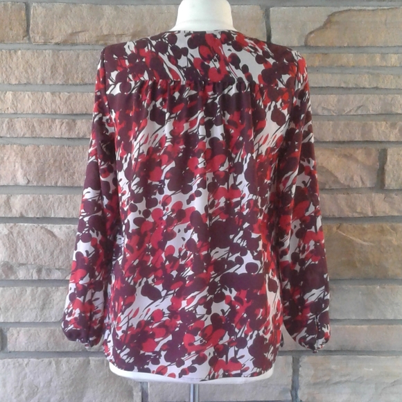 J Crew Dark Poppy Print Long Sleeve Blouse - Picture 2 of 3